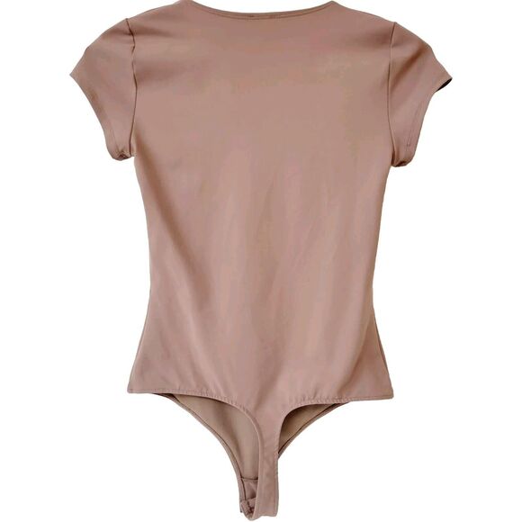 Free People Thong Bodysuit Shorts Sleeves Purple Square Neck Size SP - Picture 2 of 12